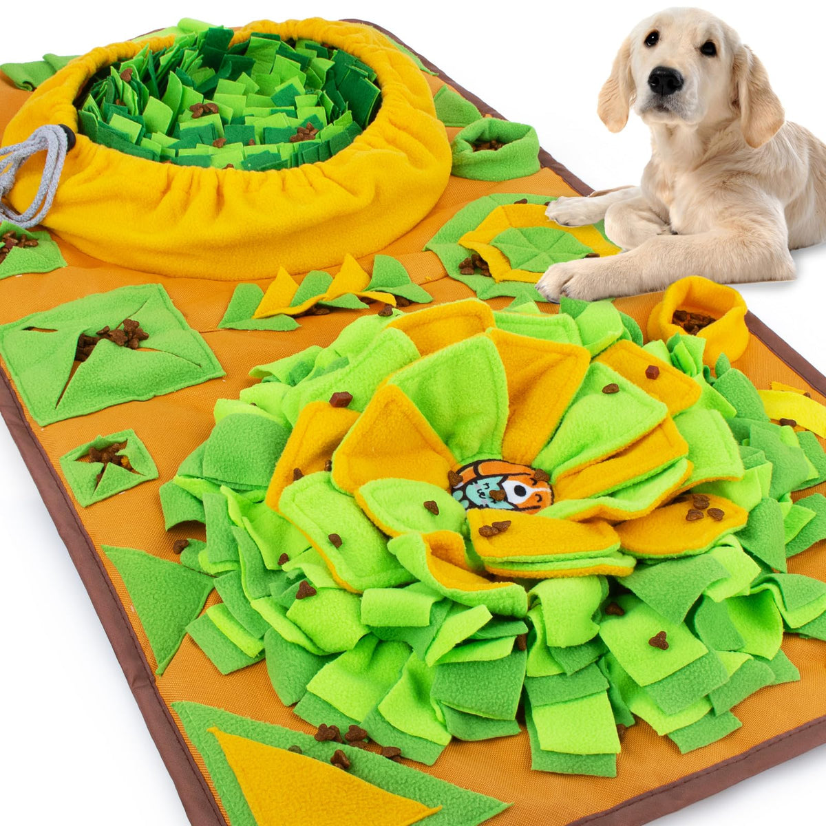 AWOOF Large Dog Snuffle Mat Interactive Feeding Mat 34.6 in x 19.6 in Squeaker and Crinkle Paper Non-Slip Easy to Clean