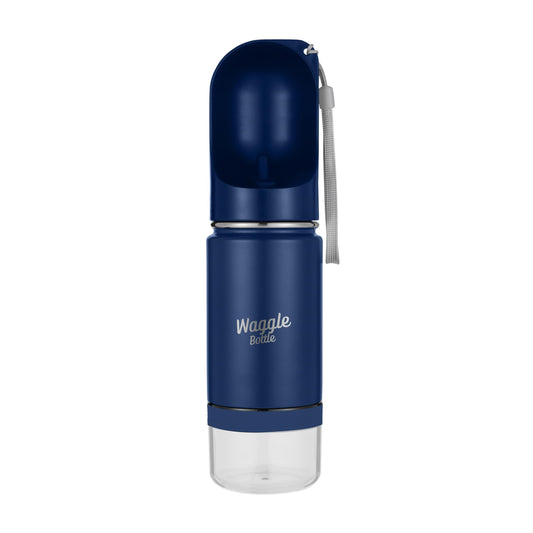 Waggle Bottle Stainless Steel Dog Travel Water Bottle Vacuum Insulated Portable Dog Water Dispenser Drink Cup and Snack Container On The Go Outdoor Walking Hiking Travel (Cobalt)