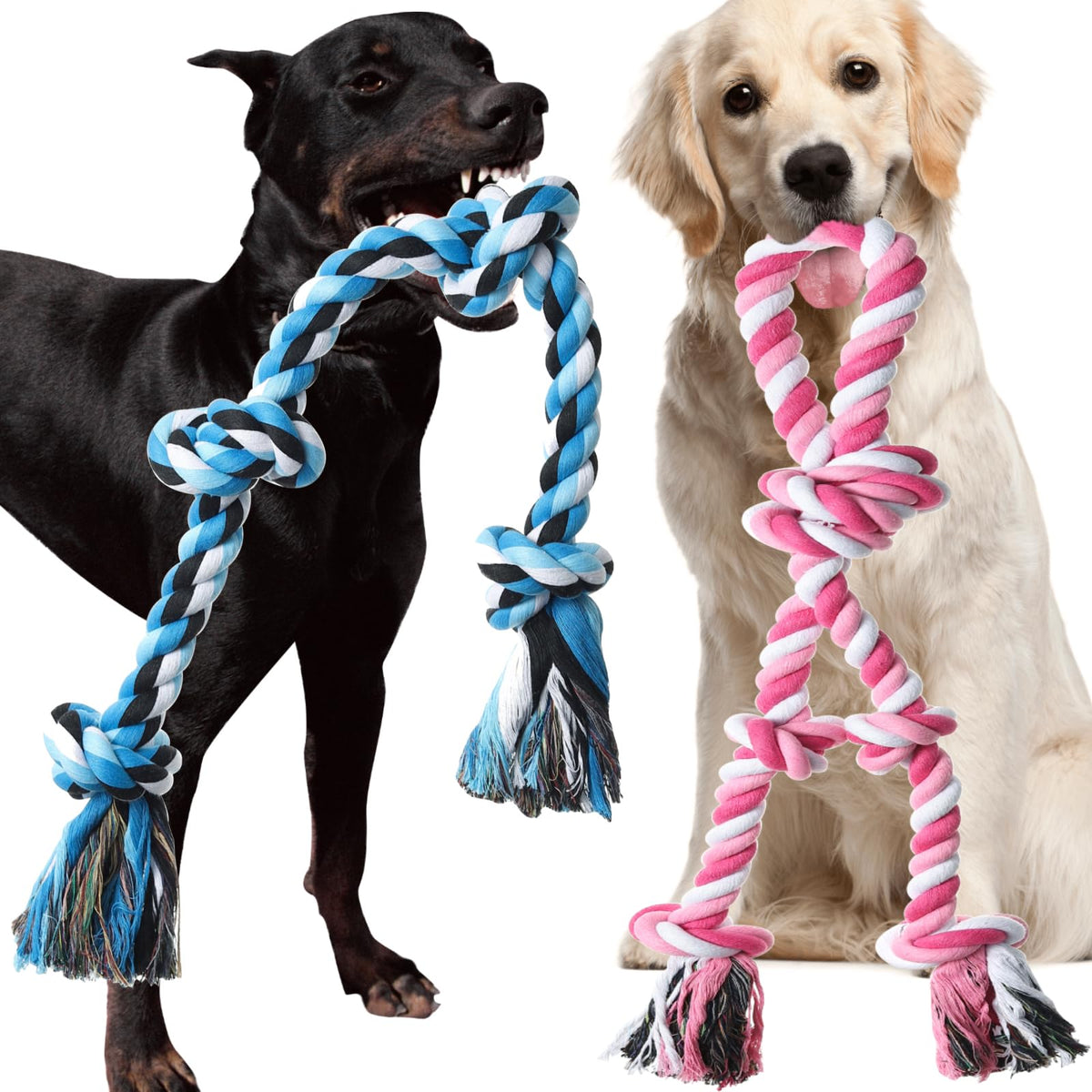 Kwispel Rope Toy for Dogs 2 Pack Large Dog Rope Toys for Aggressive Chewers Heavy Duty Dog Toys for Large Medium Breed Indestructible Tough Rope Chew Toys Tug of War Dog Toy Teeth Cleaning