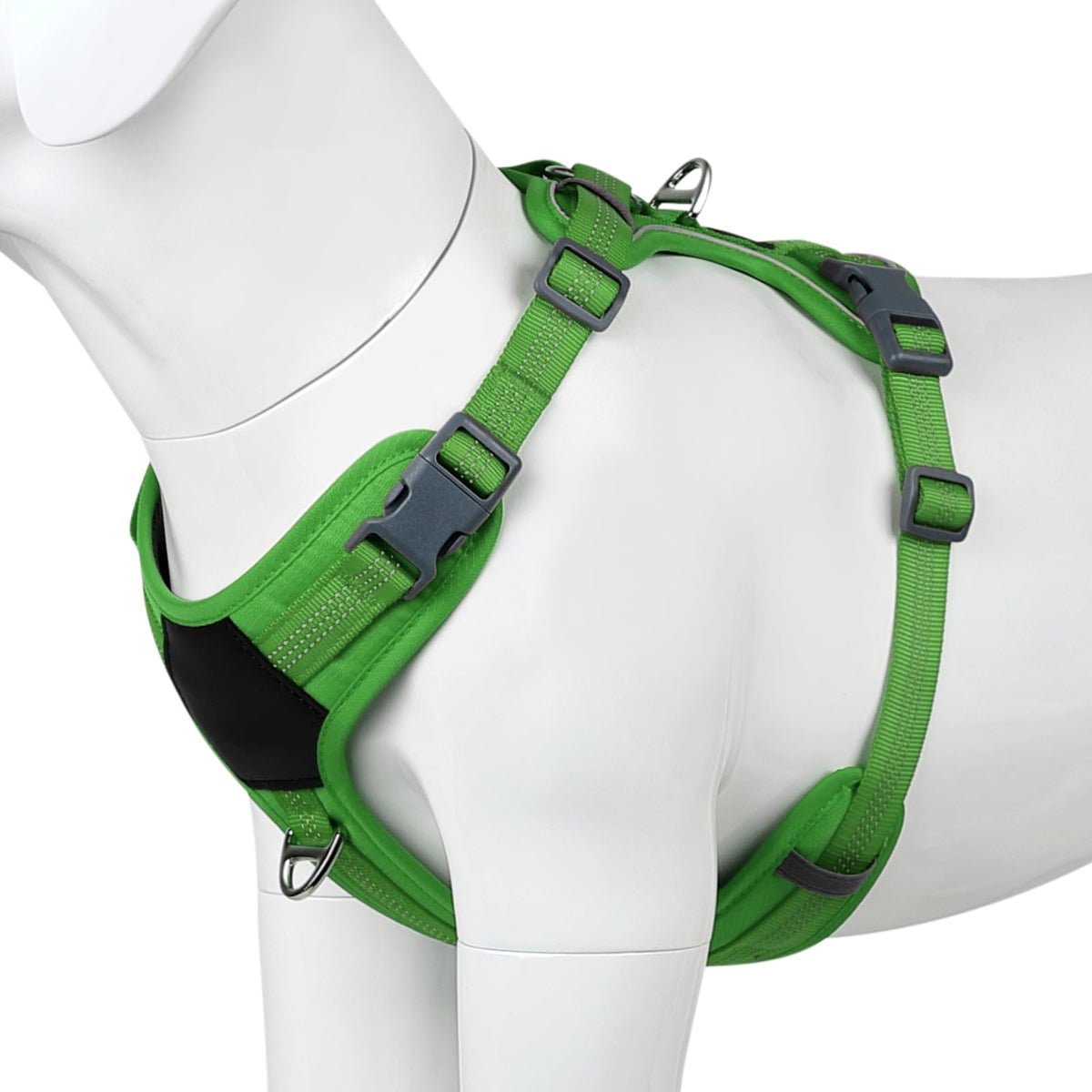 Plutus Pet No Pull Dog Harness Release at Neck Soft Padded Reflective Adjustable Dog Vest Harness for Small Medium Large Dogs(Green M)