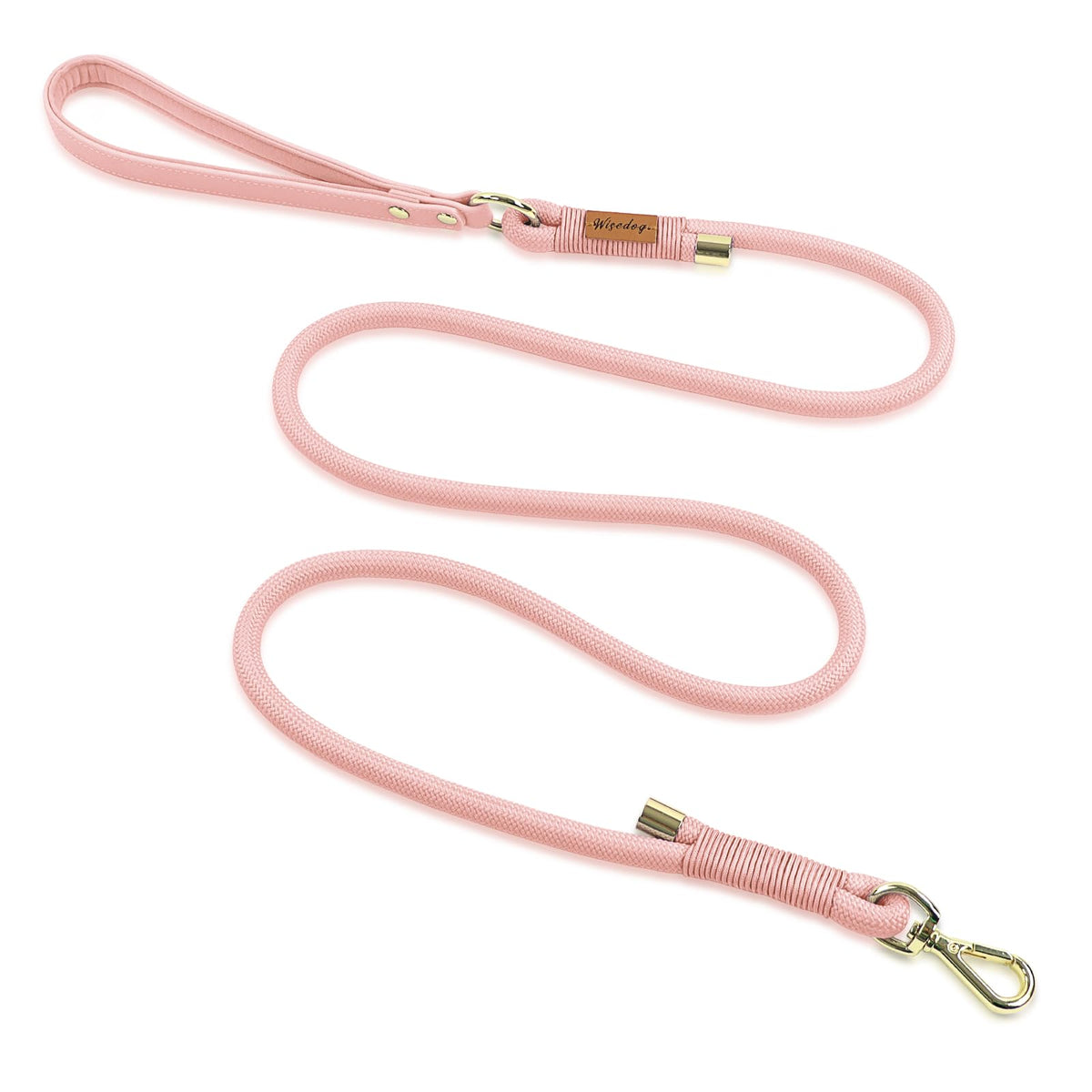 Wisedog Polyester Rope Dog Leash Heavy Duty with Soft Comfortable Padded Handle Durable Stylish Braided Pet Leash 5 Ft/6 Ft for Small Medium Large Dogs (Gossamer Pink M|5 ft x 0.5")