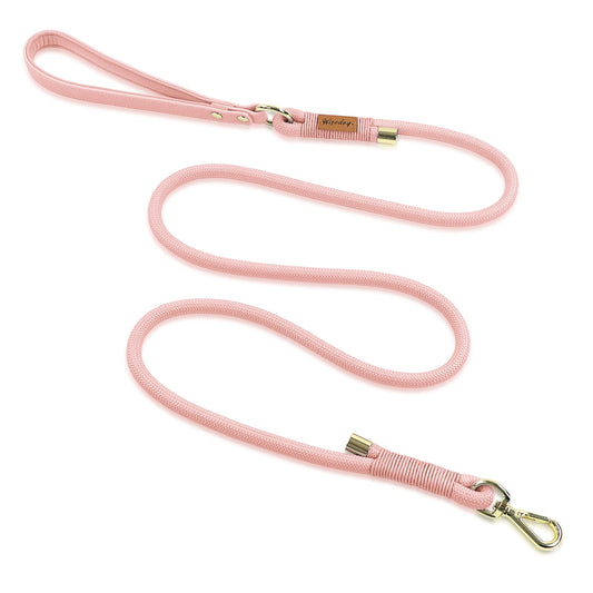 Wisedog Polyester Rope Dog Leash Heavy Duty with Soft Comfortable Padded Handle Durable Stylish Braided Pet Leash 5 Ft/6 Ft for Small Medium Large Dogs (Gossamer Pink M|5 ft x 0.5")
