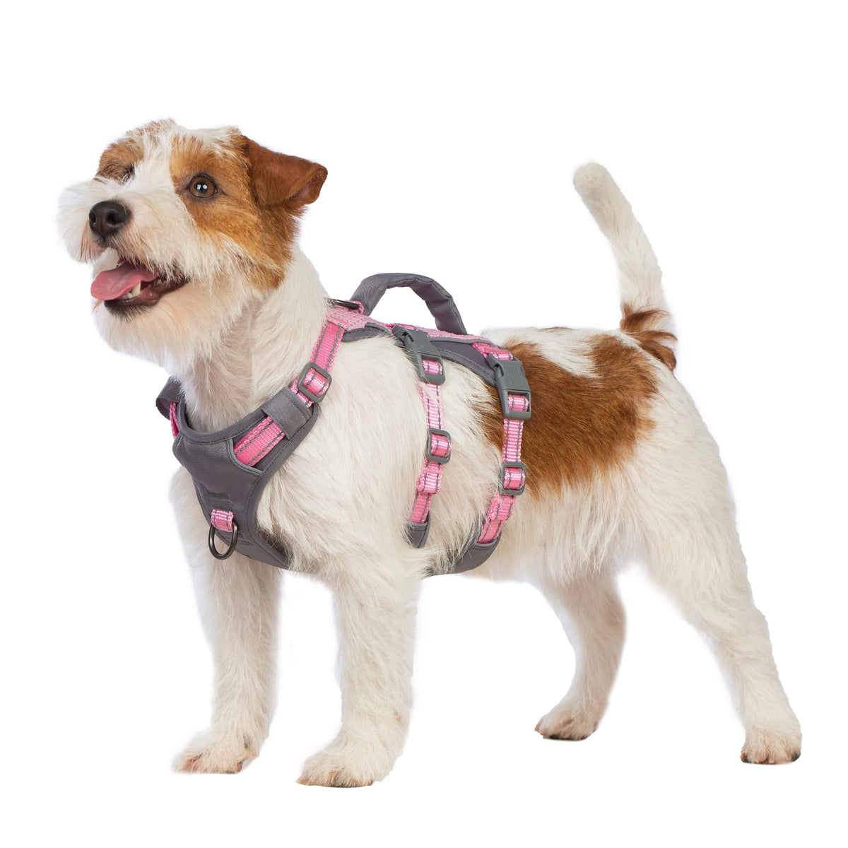 Huntboo Reflective Dog Harness with Handle Escape Proof No Slip Breathable Lightweight Adjustable Lift Harness for Small Medium and Large Dogs Walking Training and Running Gear(Light PinkXS)