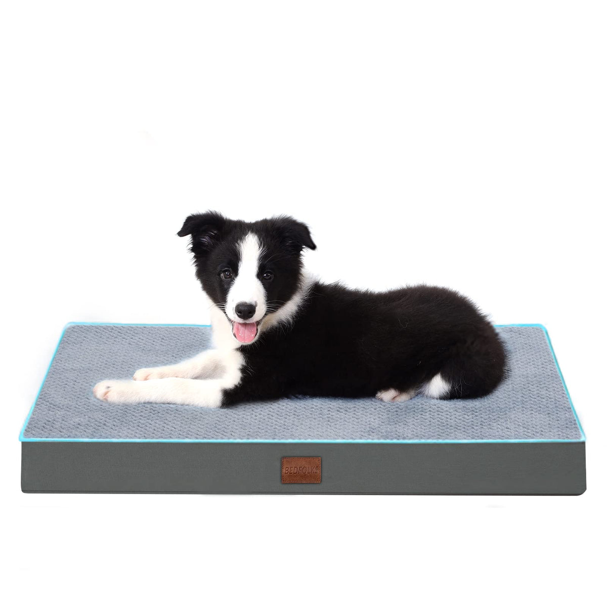 Bedfolks 3" Thick Orthopedic Dog Bed for Medium Dogs Memory Foam Dog Bed with Lining and Removable Cover Reversible Washable Dog Mattress for Crate Grey